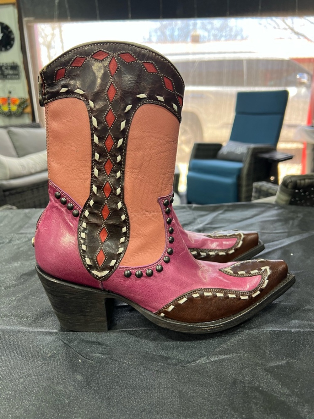 Double D Ranch  Pink and Brown Short Western Boots